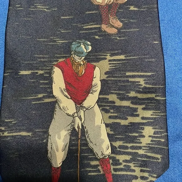 Vintage Golf Tie Necktie Blue with‎ Men playing Golf  Proffitts vintage scene - Picture 2 of 7